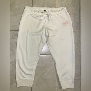 ROOTS Womens Sweatpants XL White Cropped Capri Comfy Organic Cotton